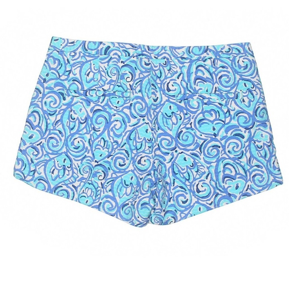 Lilly Pulitzer Blue Chasing Tail Fish Addie Shorts size 4 blue white